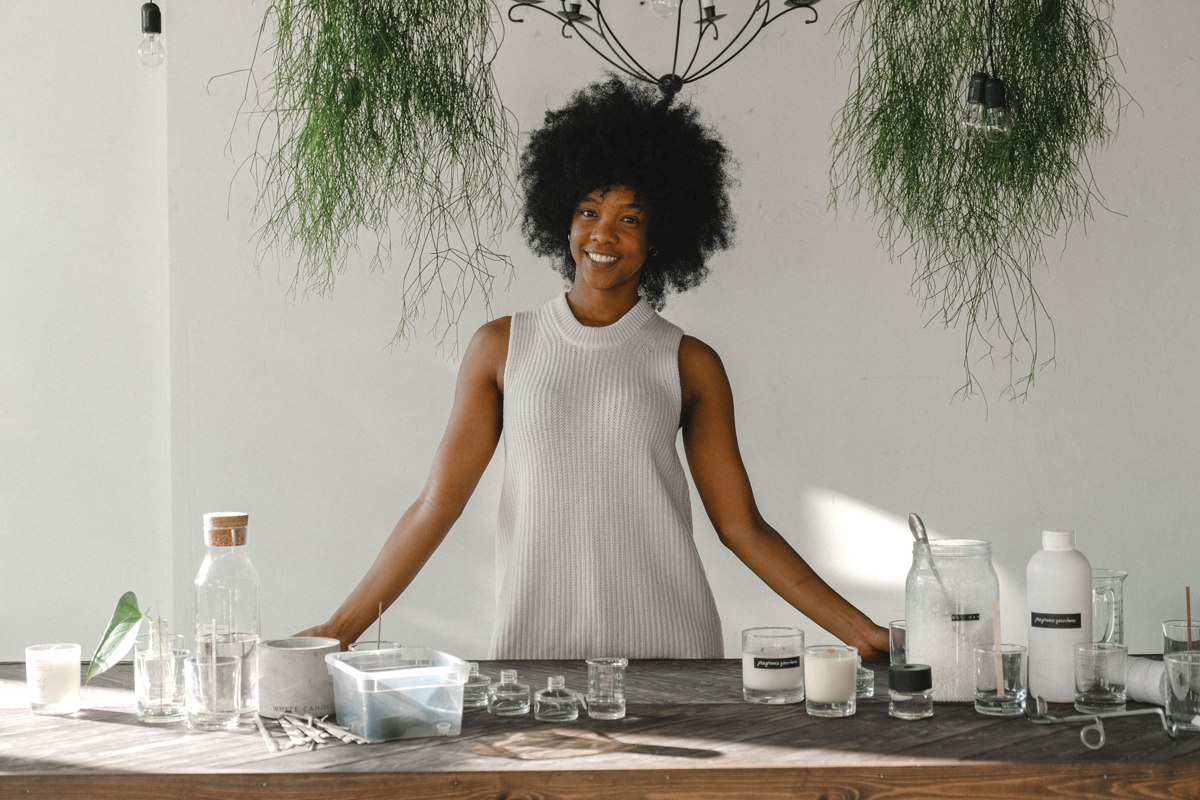 Small business owner at work in her own workspace